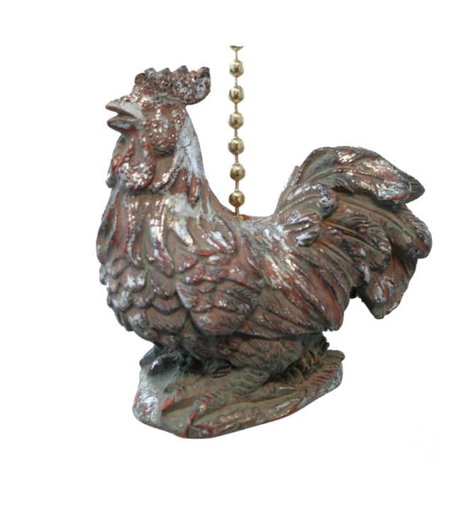 White Rooster Country Chicken Ceiling Fan Pull-3D Design