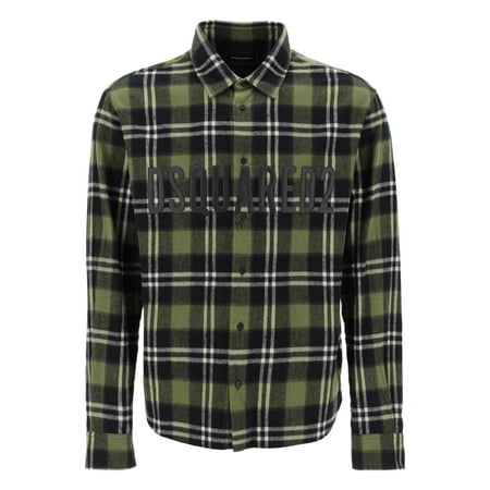

Dsquared2 Check Flannel Shirt With Rubberized Logo Men