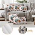 thumbnail image 6 of Green Orange Pumpkins Fall Outdoor Waterproof Pillow Covers, Botanical Thanksgiving Decorative Square Throw Pillowcase Sofa Cushion Sham for Patio/Couch/Chair, 18"x18" 2 Pack, 6 of 8