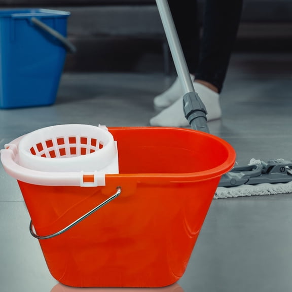 RENACLIPY White Plastic Rectangular Mop Bucket with Drainage Holes, Household Cleaning Basket, 1 Piece
