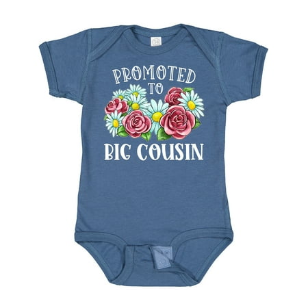 

Inktastic Promoted to Big Cousin with Flowers Gift Baby Boy or Baby Girl Bodysuit