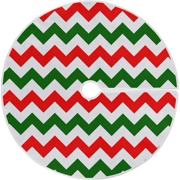 FMSHPON Red Green White Texture Xmas Christmas Tree Skirt Stand Mat for Holiday Party Decoration Indoor Outdoor 36 inches
