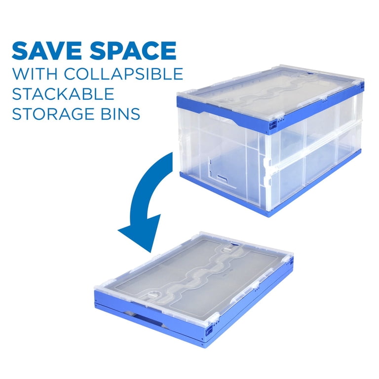 Wakikini 3-Pack Collapsible Plastic Storage Crates - 16 Liter, Stackable, Foldable Bins For Home Organization