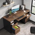 thumbnail image 5 of Bestier 59” Computer Desk with 4 Drawers, Office Executive Desk with File Drawer, Keyboard Tray for Home Office, Cheery, 5 of 10