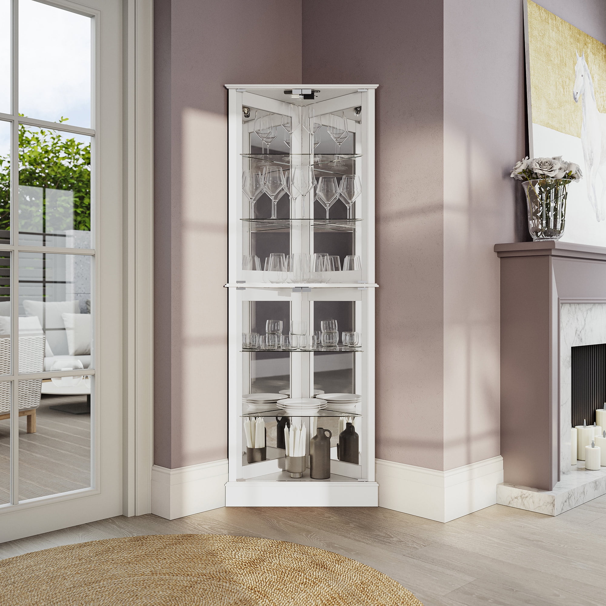 Corner curio cabinet gray deals