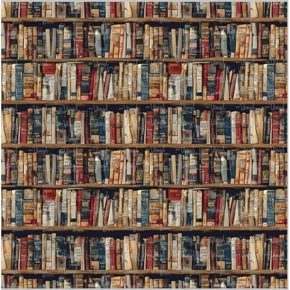 Printed Adhesive Vinyl Old Books Pattern Permanent Adhesive