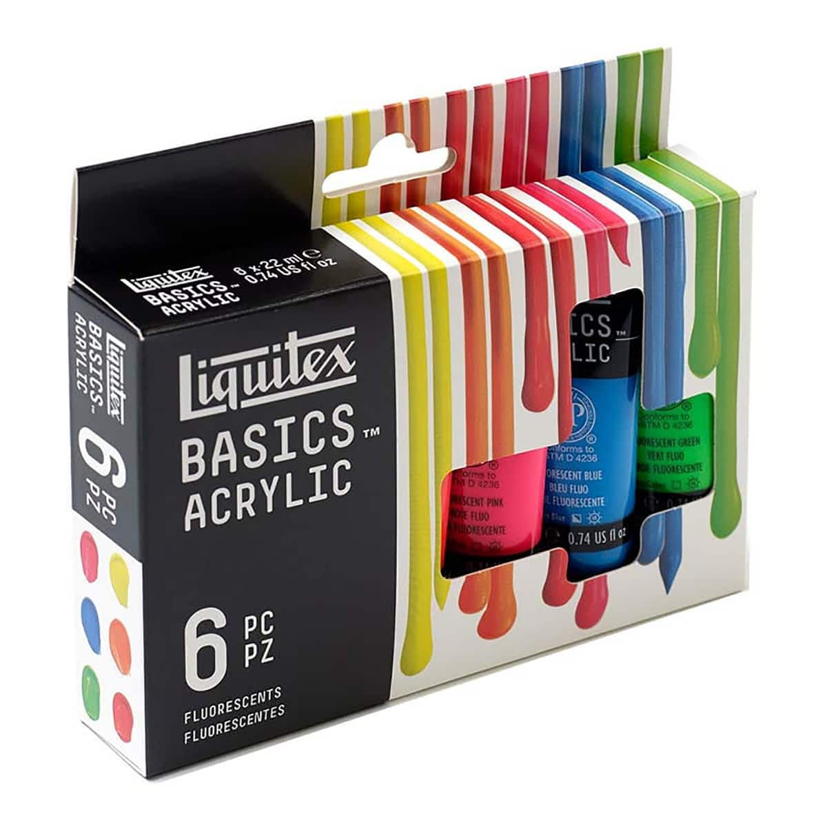 Liquitex BASICS Acrylic Color Set, 6-Colors, Fluorescent 