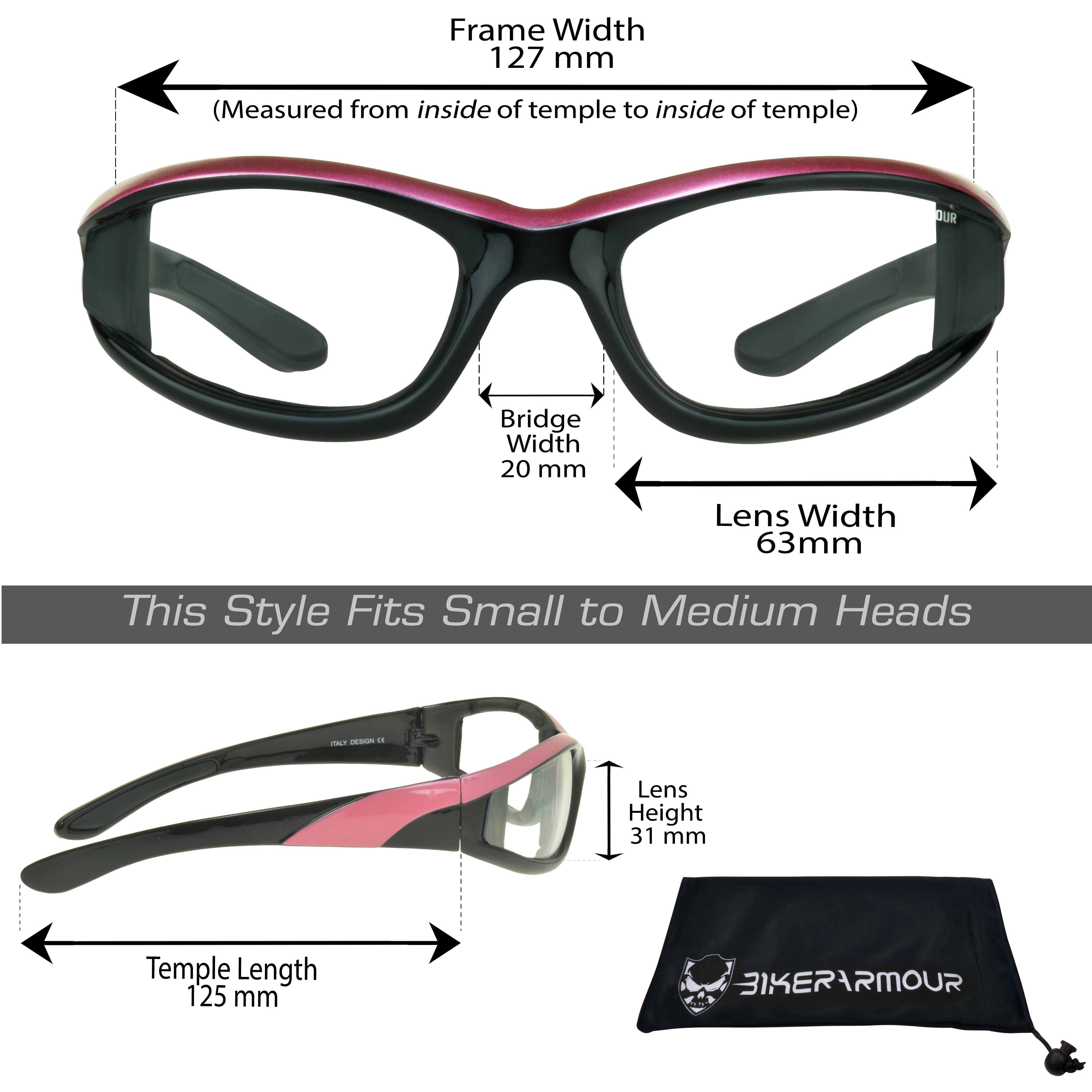 Bikershades Motorcycle Biker Night Safety Glasses Pink Women Clear & Yellow