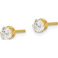 thumbnail image 2 of Sterling Silver Gold-Tone Polished 6 Prong 4Mm Cz Post Stud Earrings (Width 4) (Length 4) - Jbsp, 2 of 5