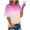 Khaki, variant on Plus Size Women's Casual T-Shirt Ombre Printed Round Neck Short Sleeve Loose Comfy Blouse Tops, Pink L