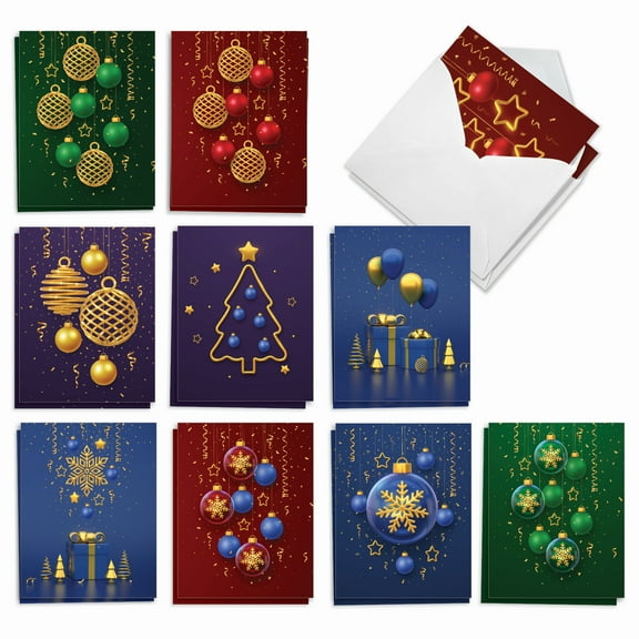 The Best Card Company 20 Assorted Christmas Note Cards Boxed Set 4 x 5.12 Inch with Envelopes (10 Designs, 2 Each) Holiday Decor AM10199XSG-B2x10