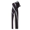 thumbnail image 3 of Gibobby pantalones holgados de oficina Pantalones ajustados de hombro inclinado de manga corta con diseño de patchwork para mujer(Plateado， S), 3 of 5