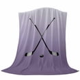 thumbnail image 6 of Purple Ombre Blanket Soft Cozy Warm Throw Blanket for Couch, Plush Fuzzy Flannel Fleece Blankets for Sofa, Black Hockey Sticks Minimalist Style Bed Blankets Lightweight Gifts for Women, 30"x40", 6 of 9