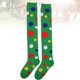 thumbnail image 4 of FELTECHELECTR 1 par de medias de payaso para cosplay con estampado de lunares, calcetines largos por encima de la rodilla, para fiestas, disfraces, espectáculos y baile (verdes), 4 of 6
