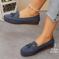 thumbnail image 5 of Ladies 2026 Plus Loafers Summer Outdoor Solid Color Round Closed Toe Low Heel Slip On Lightweight Cushioned Orthopedic Arch Support Wide Toe Box Comfortable Walking Daily Flat Shoes Navy 39, 5 of 9