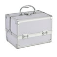 thumbnail image 1 of Bunblic Makeup Train Case Cosmetic Storage Box with Mirror Carry Handle 2 Tray Makeup Travel Storage Box Vanity Case for Makeup Tools White, 1 of 8