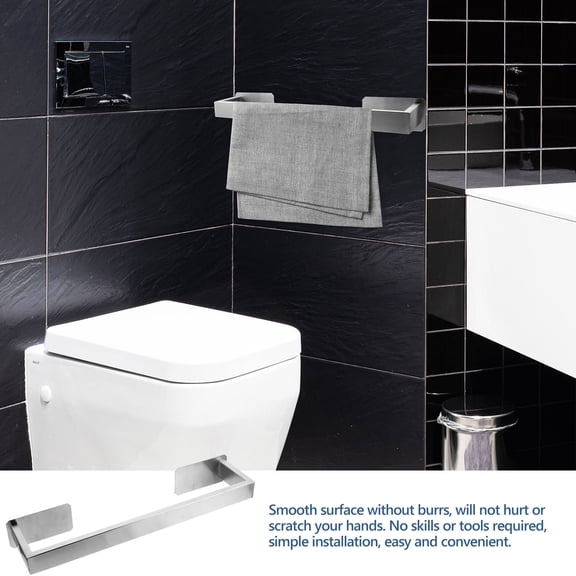 FOMIYES Stainless Steel Adhesive Towel Rack, No Drill Wall Mounted Holder for Bathroom and Kitchen Organization