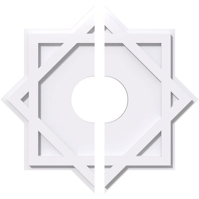 Ekena Millwork CMP12AL2-03000 12 in. OD x 3 in. ID Square Axel Architectural Grade PVC Contemporary Ceiling Medallion - 2 Piece