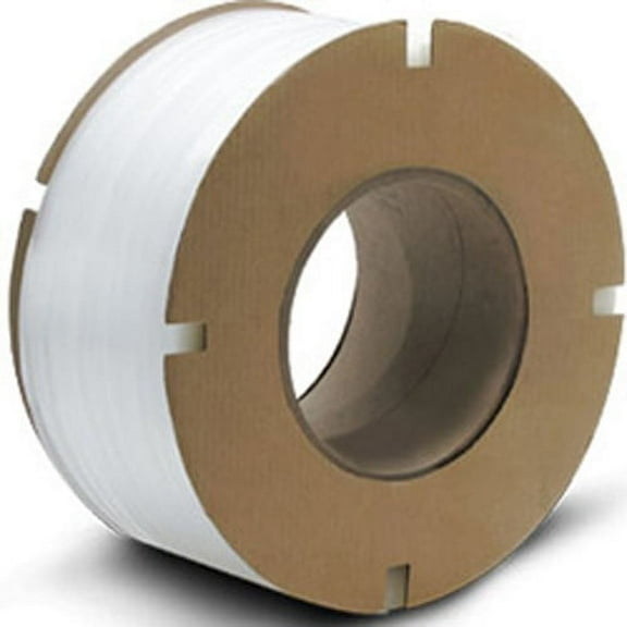CWC Polypropylene Strapping - 1/2" x .022" x 9900', White, 8" x 8" Core