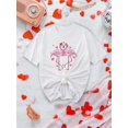 thumbnail image 2 of Valentine'S Day Flamingo Heart Print T-Shirt - Casual Crew Neck Polyester Top, All-Season Knit Fabric, Regular Length - Women'S Fashion Clothing Tee For Adult, Men, Women, Teen, Teenager, Adolescent,, 2 of 5