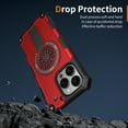 thumbnail image 6 of Strong Magnetic for iPhone 13 Pro Case with Hidden Stand, Compatible with Mag-Safe, Military Grade Drop Protection, Built-in Kickstand for iPhone 13 Pro Heavy Duty Shockproof Cover, Red, 6 of 7