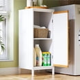 thumbnail image 2 of White+Natural Bamboo MDF Accent Cabinet - 13.00 in W x 33.50 in H for Living Room Storage, 2 of 8