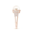 thumbnail image 5 of ANGARA Freshwater Cultured Pearl and Coffee Diamond Halo Ring in 14K Rose Gold for Women | June Birthstone, Birthday, Anniversary, Jewelry Gift for Women | Pearl Ring, 5 of 8