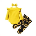 thumbnail image 2 of Penkiiy Newborn Infant Baby Girl Long Sleeve Ruffle Solid Tops+Floral Bowknot Pants Set Newborn Baby Essentials for 6-9 Months Kids Yellow on Clearance, 2 of 9
