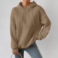 thumbnail image 3 of Women's Hoodies Long Sleeve Casual Solid Drawstring Hoodie Sweatshirts For Women Pullover, Jacquard Design Fall Winter Fashion with Soft Fabric for Cozy Wear,Khaki,2XL, 3 of 6