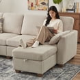 thumbnail image 5 of Pingliang Home Corduroy Sectional Sofa with Double Ottomans, Modern Modular Sofa Couch with Storage,4 Seat U-Shaped Couch Sofa for Living Room, Apartment, APT,Office,Studio,Beige, 5 of 8