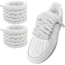 NOGIS Thick Rope Shoe Laces for Shoes, 10mm Wide Round Cotton Chunky Shoelaces Replacement Strings for Sneakers（White）