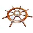 thumbnail image 6 of Nagina International 36" Pirate Wooden Crafted Ship Wheel with 10" Brass Porthole Clock | Vintage Home Decor Gift, 6 of 6