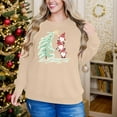 thumbnail image 5 of GUZOM Womens Christmas Long Sleeve Top - 100% Polyester Beige Loose Fit, Gnome & Christmas Tree Print, Boat Neck, XS-XL Festive Holiday Casual Wear,Size XS, 5 of 8