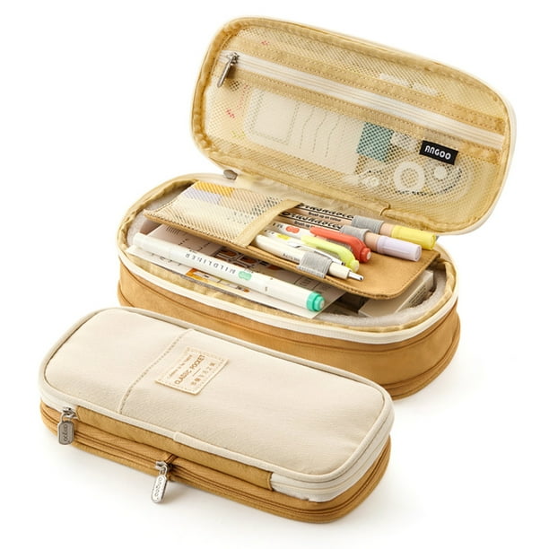 Double Zipper Large Storage College Student Pencil Case Makeup Bag