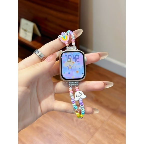 XiHAMA Dopamine Rainbow Compatible with Apple Watch Band 38/40/41mm Metal Chain Watch Strap Colorful Charms Watch Band Watch Strap for iWatch 38/40/41/42/44/45mm
