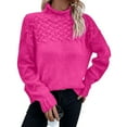 thumbnail image 6 of Women's High Neck Knit Sweater Winter Warm Long Sleeve Pullover Solid Color Casual Top, 6 of 9