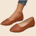 thumbnail image 2 of Xfvqtps Womens Fashion Flats with Low Wedge Heel Soft Faux Leather Upper Comfortable Casual Shoes for Women Pointed Toe Flats Brown, 2 of 8