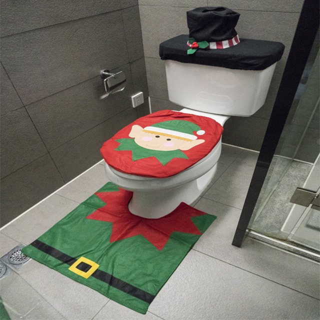 Kit de cubierta de tanque de Santa Claus Accesorios de decoración de baño reutilizables divertidos JShteea El nuevo