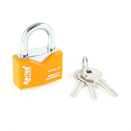 Jewelry Box Suitcase Cabinet Lock 1.7" Width Metallic Padlock with key Yellow Shell Silver Tone