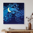 thumbnail image 2 of HFDF Canvas Print Wall Art Crescent Moon on Swirling Star Line Art Astronomy & Space Sky Digital Art Modern Art Global Scenic Colorful Multicolor for Living Room, Bedroom, Office 16x12inch Framed, 2 of 5