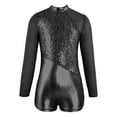 thumbnail image 6 of Aislor Girls Mesh Splice Sequins Metallic Long Sleeves Gymnastics Sports Ballet Leotards Dancewear Black 12, 6 of 7