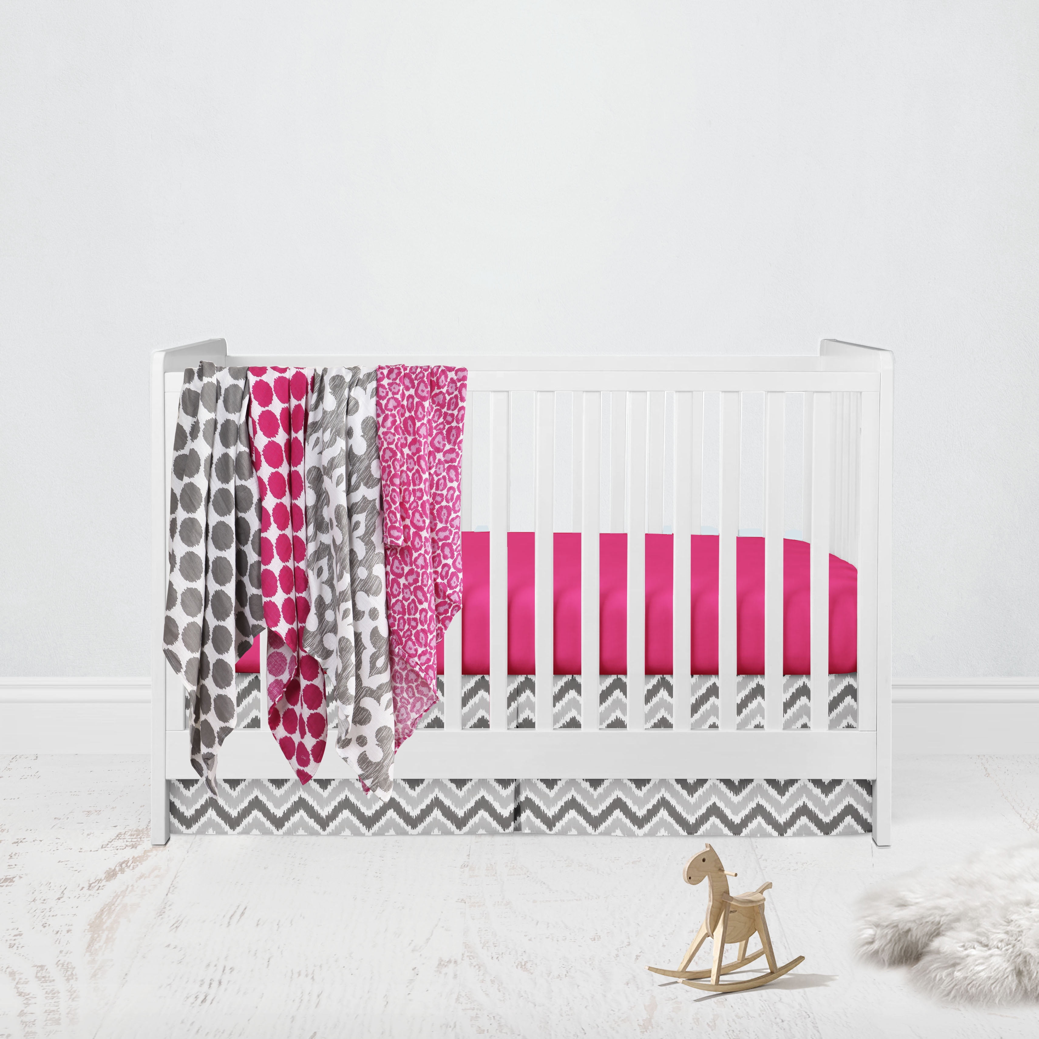 Bacati Ikat 6Piece Crib Bedding Set with four 100 Cotton Muslin