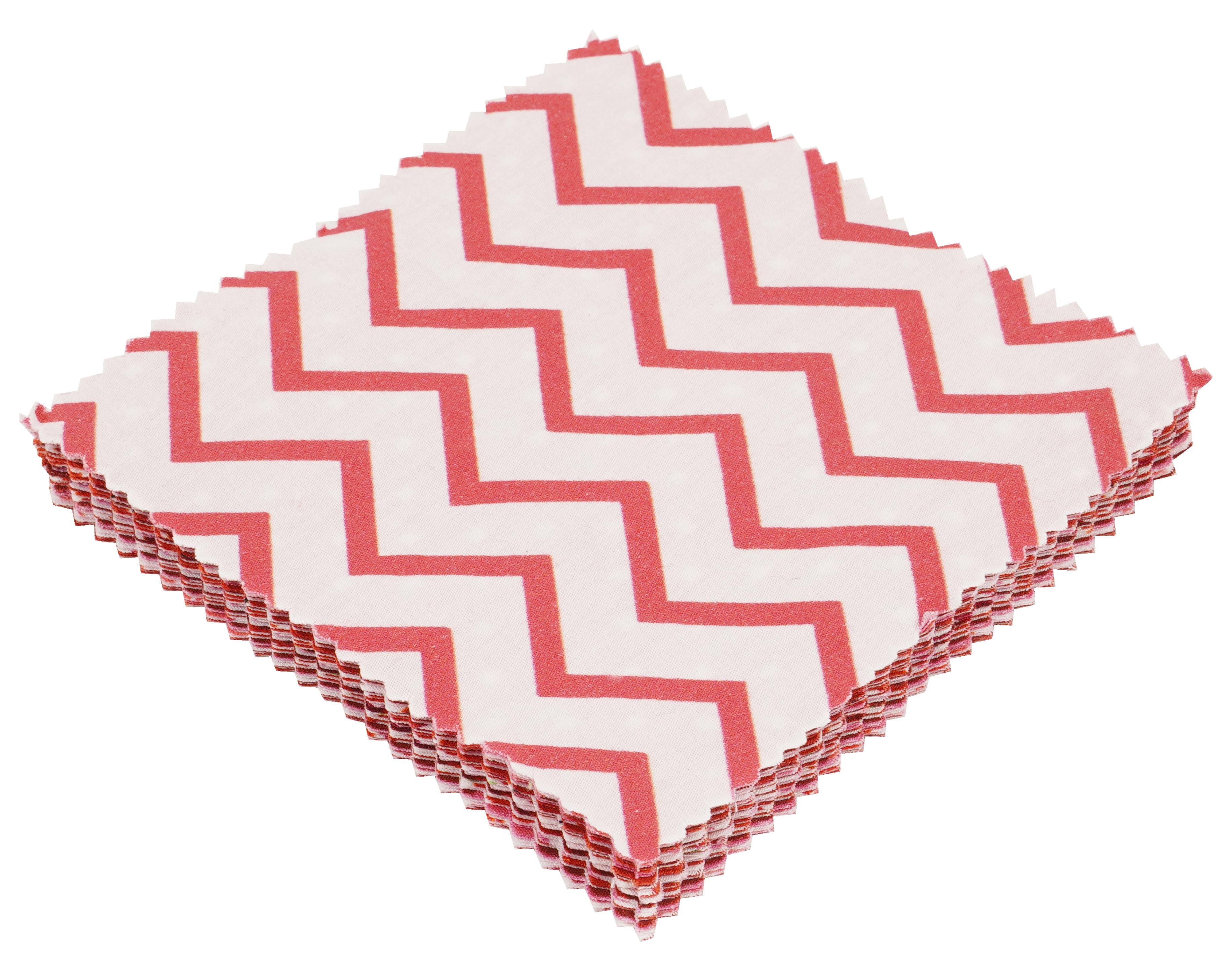 Soimoi Precut 10-inch Valentine Prints Cotton Fabric Bundle Quilting Squares Charm Pack DIY Patchwork Sewing Craft- Pink-White & Red