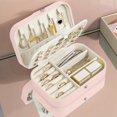 thumbnail image 2 of Jewellery Box Small Travel Jewelry Organiser Storage Case for Necklace Rings Bracelets Earrings Premium Faux PU Leather Jewellery Gift Box Girls Women, 2 of 5