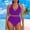 Purple, variant on Baqcunre Textured Bikini Sets for Women: Front-Top Design & High-Waisted Bottoms, 1 Pc Swimsuit Army Green L