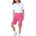 thumbnail image 3 of CPNG Toddler Girls Five Quarter Pants Candy Colored Shorts Ruffled Half Length Solid Color Leggings Shorts(Hot Pink,6-7 Years), 3 of 5
