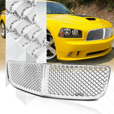 - Glossy Chrome 3D Wave Mesh Front Bumper Grille/Grill for 06-10 Dodge Charger LX 07 08 09