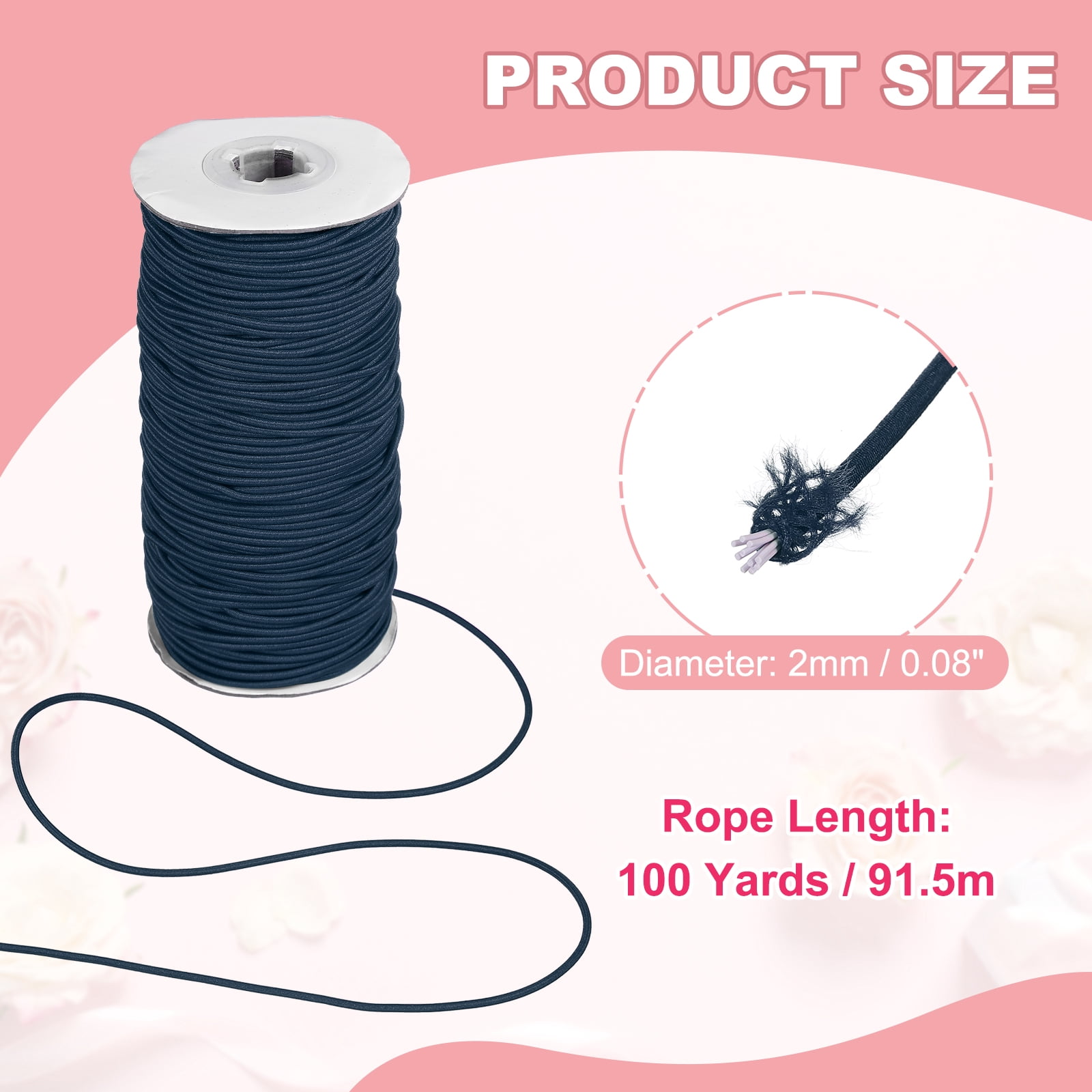 Uxcell Stretchy String for Bracelets, Elastic Crystal Thread Stretch Elastic Beading Cord 2mm & Dark Blue-Fitting For(Bracelets/Sewing/Beading/Necklace/Jewelry Making/Crafts DIY)