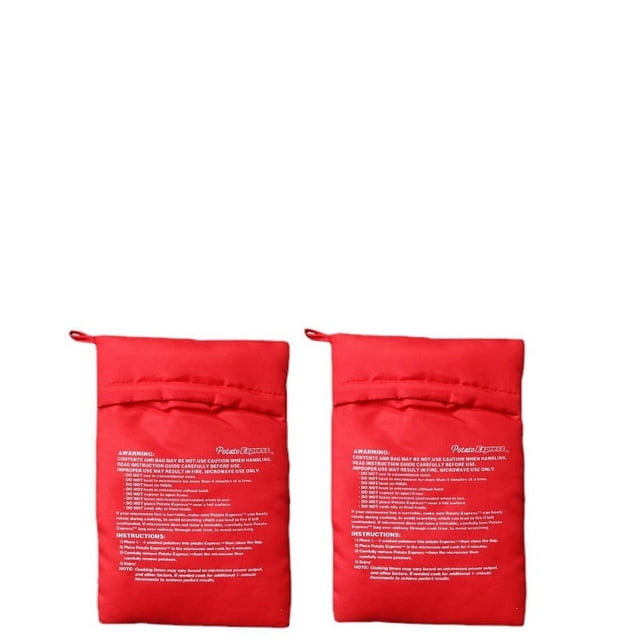 (Paquete de 2) Bolsa para patatas para microondas, maíz, pan del día anterior, bolsa para cocina, lavable y reutilizable, roja, bolsa para patatas para microondas, microondas