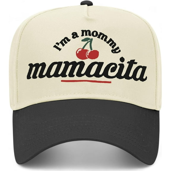 I'm A Mommy Mamacita Cherries Vintage Trucker Hat Nic Huda Funny Quote Premium Snapback Baseball Hat for Men & Women